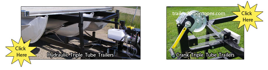 hydraulic or crank triple tube pontoon boat trailers