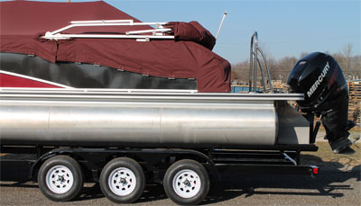Safely loaded pontoon trailer